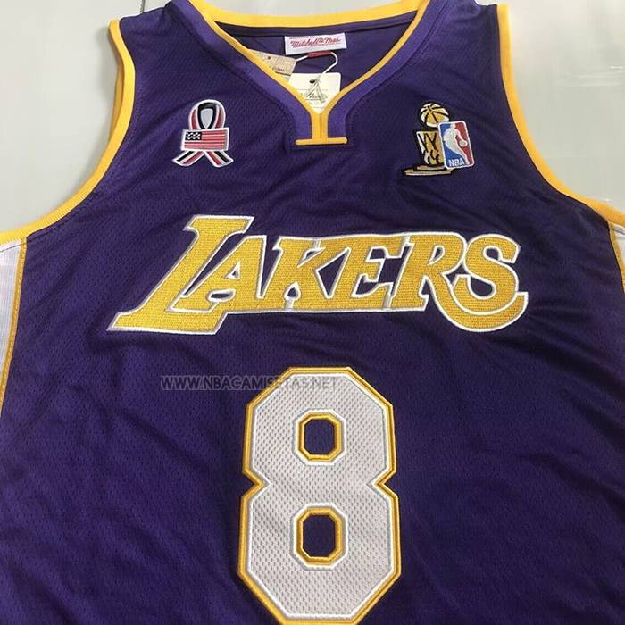 Camiseta Los Angeles Lakers Kobe Bryant NO 8 Mitchell & Ness 2001-02 Violeta